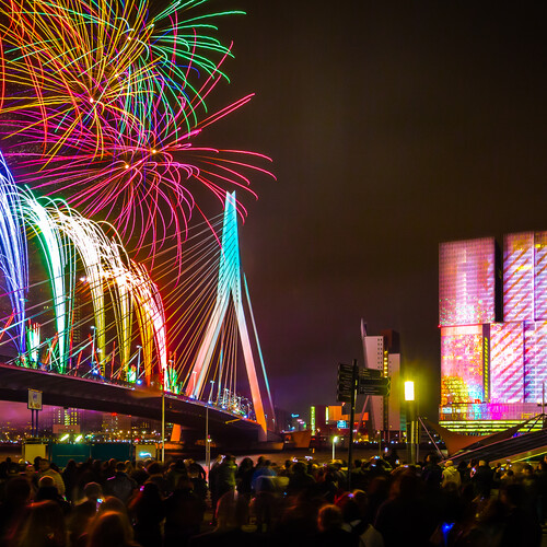 Erasmusbrug vuurwerk rotterdam 2016 Peter Bezemer