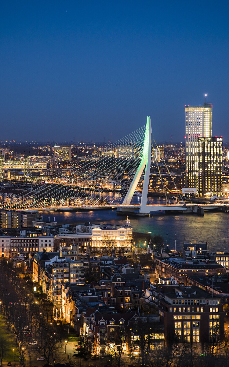 Rotterdam in de nacht erasmusbrug Guido Pijper