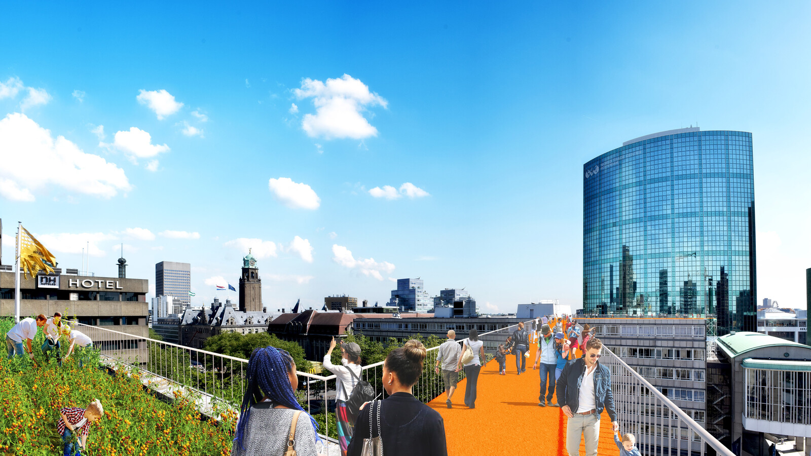 Rotterdam Rooftop Walk artist impression MVRDV bridge