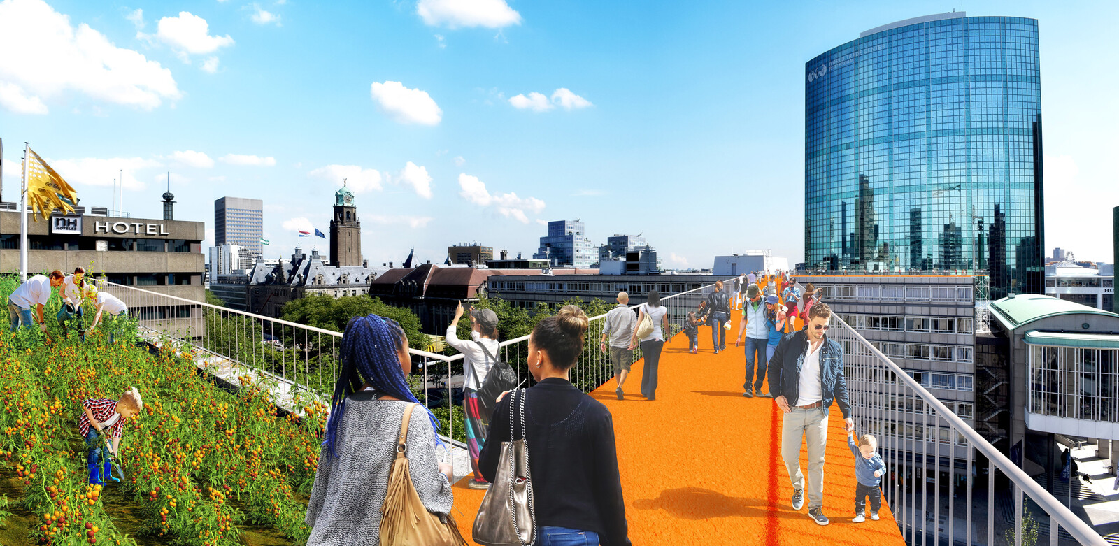 Rotterdam Rooftop Walk artist impression MVRDV bridge