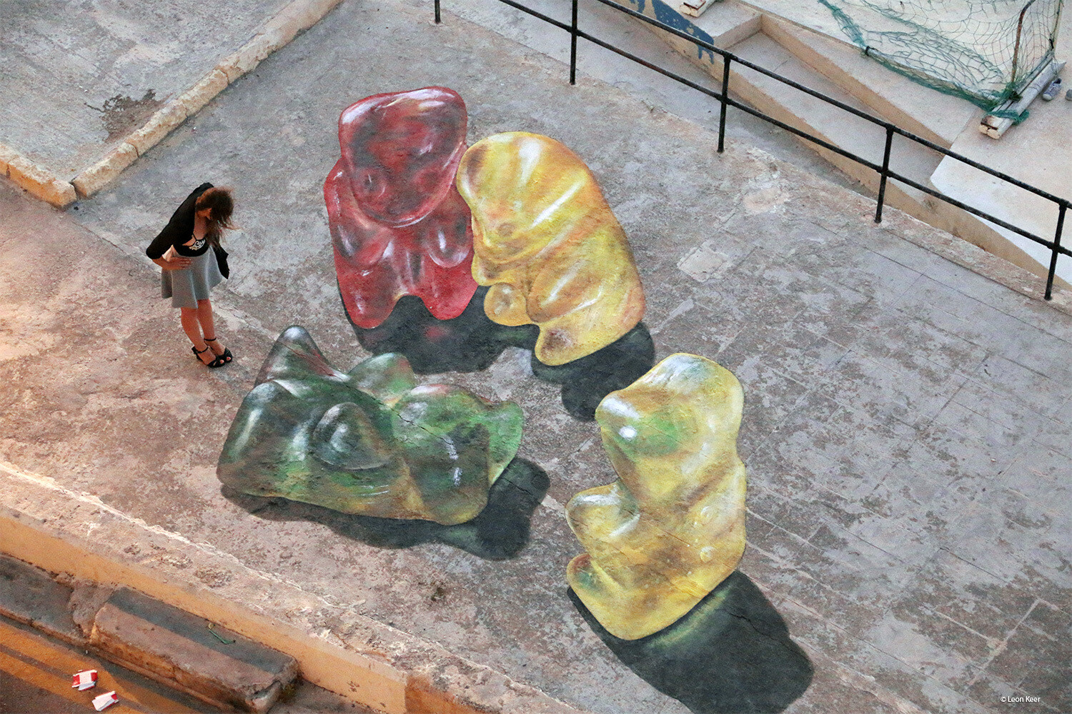 Malta gummyberen 3d streetpainting leonkeer