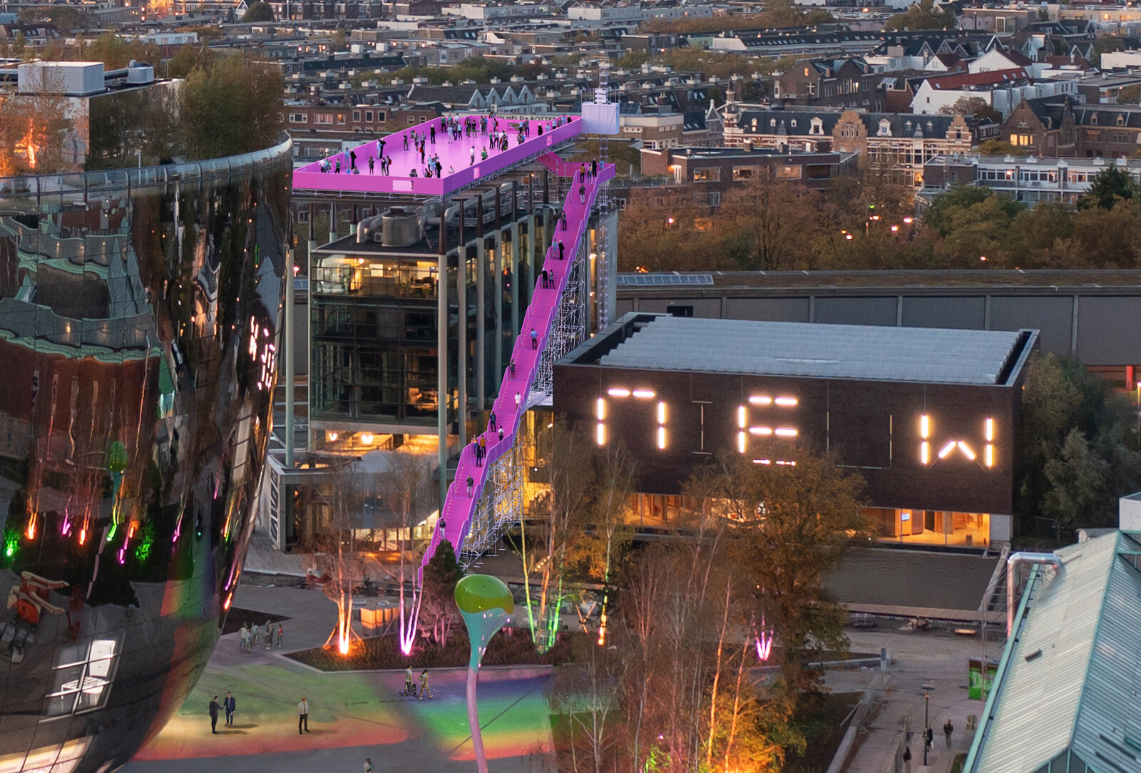 Visualisatie van Het Podium op Het Nieuwe Instituut MVRDV